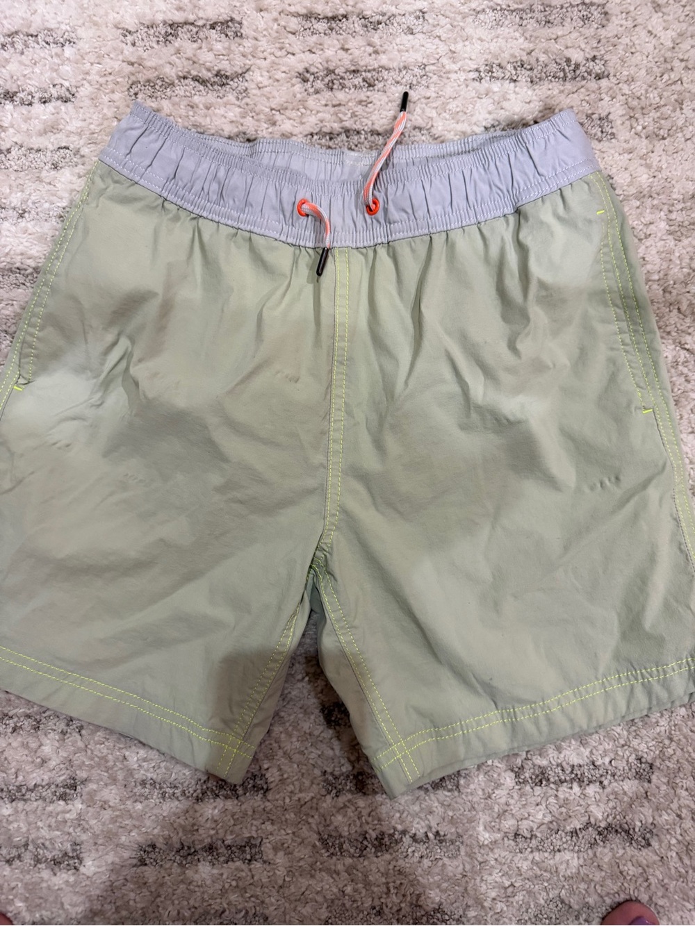 Crewcuts Light Green Swim Trunks with Gray Waistband